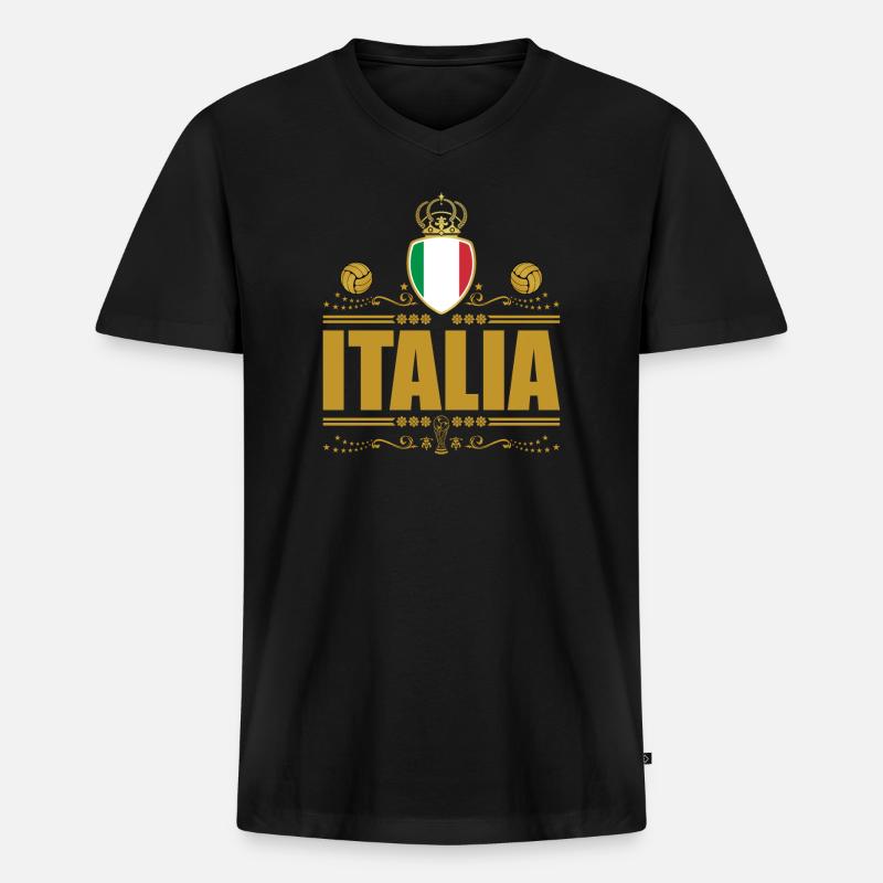 ITALIA CALCIO GOLD VIGNETTE - Männer Premium Bio T-Shirt mit V-Ausschnitt - Schwarz