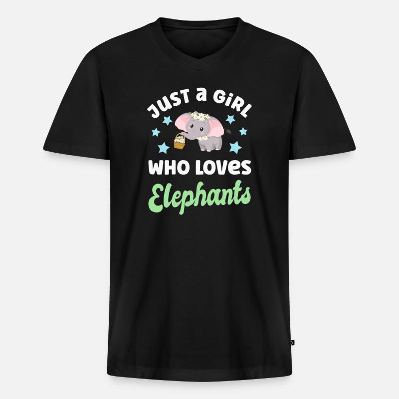 Elefant Elefanten - Männer Premium Bio T-Shirt mit V-Ausschnitt - Schwarz
