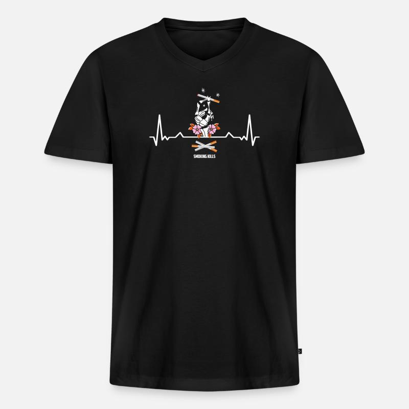 Rauchen kann tödlich sein - Männer Premium Bio T-Shirt mit V-Ausschnitt - Schwarz