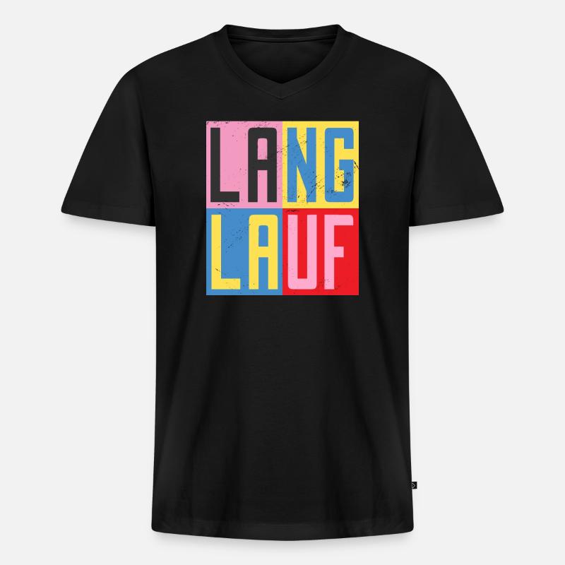 Langlauf Design - Männer Premium Bio T-Shirt mit V-Ausschnitt - Schwarz