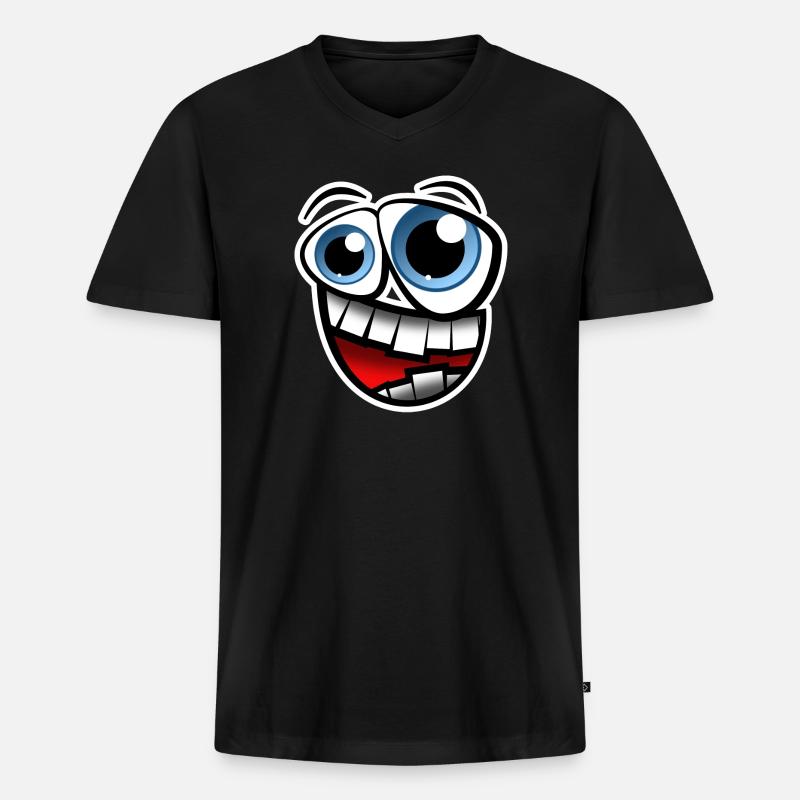 Gesicht Comic - Männer Premium Bio T-Shirt mit V-Ausschnitt - Schwarz