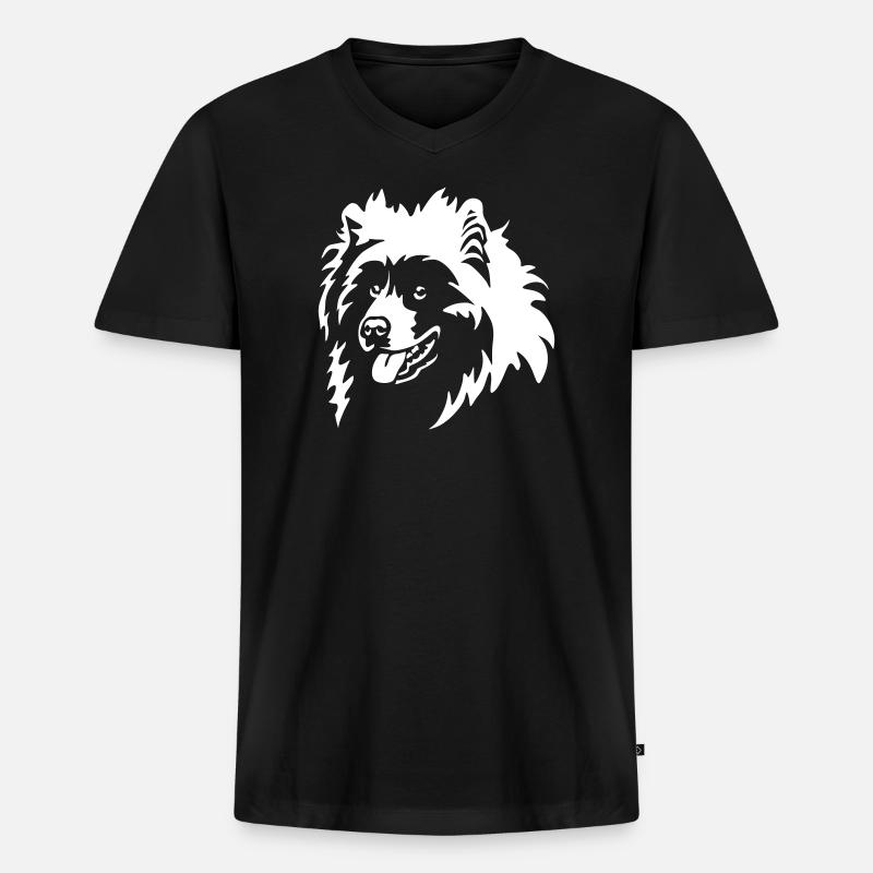 Samojede Kopf "Black Edition" - Männer Premium Bio T-Shirt mit V-Ausschnitt - Schwarz