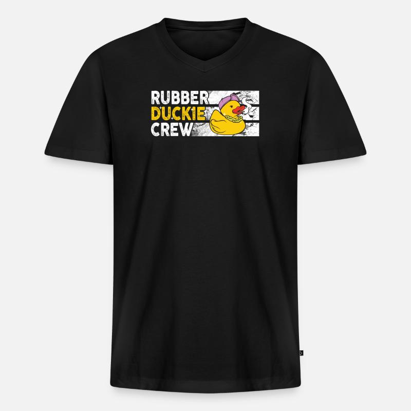 Rubber Duck Rubber Duckie Crew - Männer Premium Bio T-Shirt mit V-Ausschnitt - Schwarz