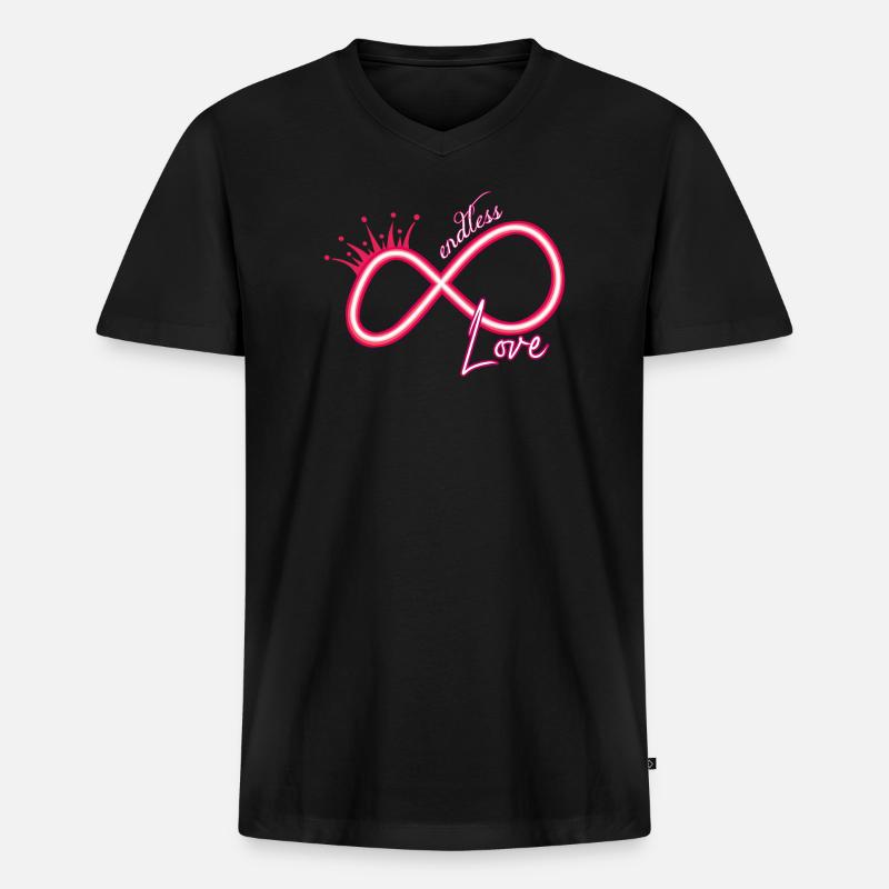 Unendlichkeitszeichen neon endless love - Männer Premium Bio T-Shirt mit V-Ausschnitt - Schwarz