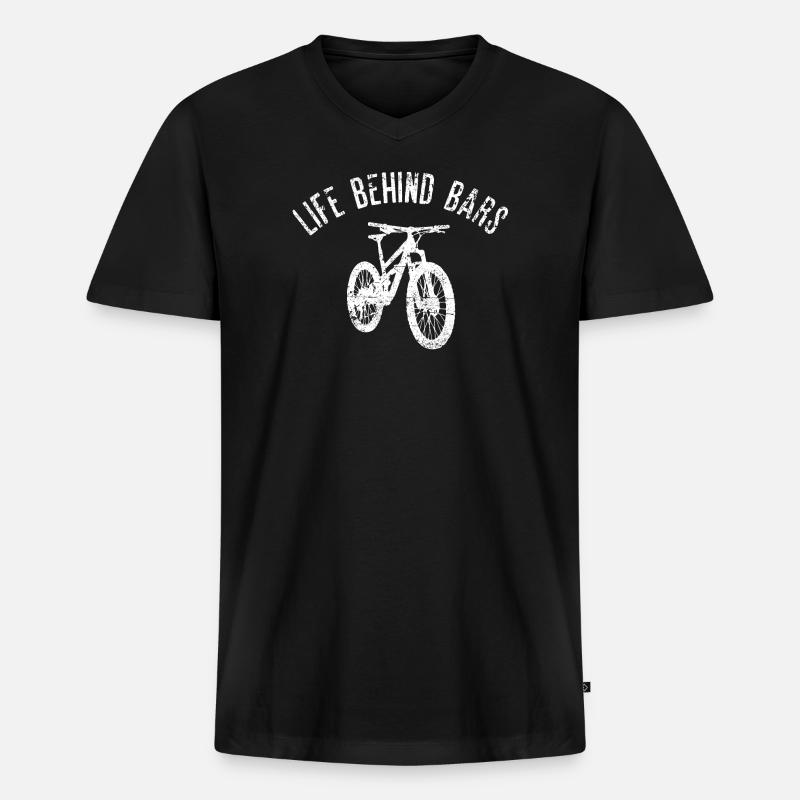 Leben hinter Gittern Fahrrad - Männer Premium Bio T-Shirt mit V-Ausschnitt - Schwarz