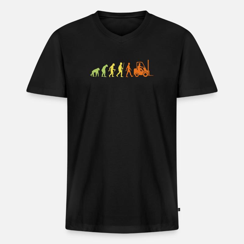 Evolution zur Gabelstapler-Arbeitskraft - Männer Premium Bio T-Shirt mit V-Ausschnitt - Schwarz