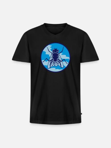 Circle housefly small house fly - Men's Premium Organic T-shirt with V-neck - black