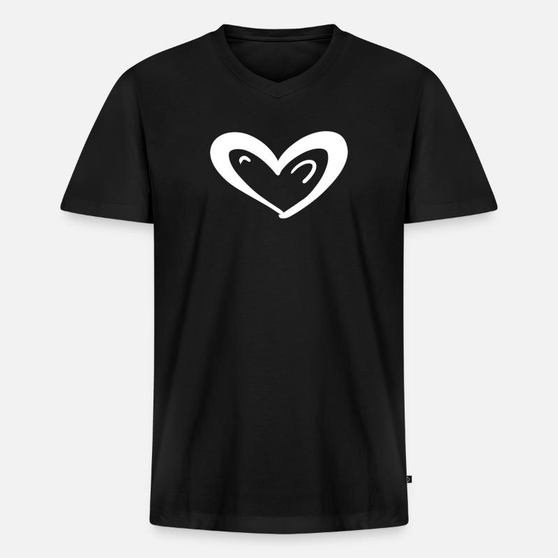 Herz Symbol Liebe - Männer Premium Bio T-Shirt mit V-Ausschnitt - Schwarz