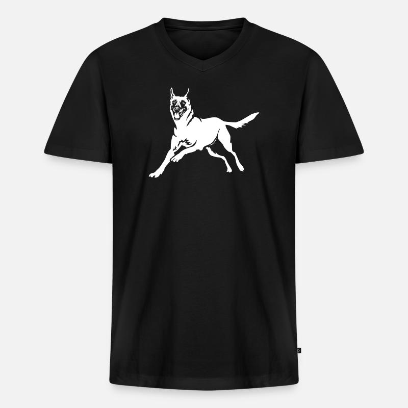Malinois "Black Edition" - Männer Premium Bio T-Shirt mit V-Ausschnitt - Schwarz