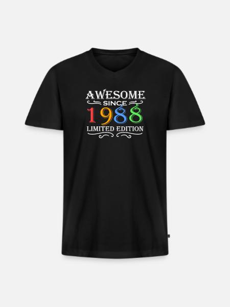 1988 - Born 1988 - Men's Premium Organic T-shirt with V-neck - black