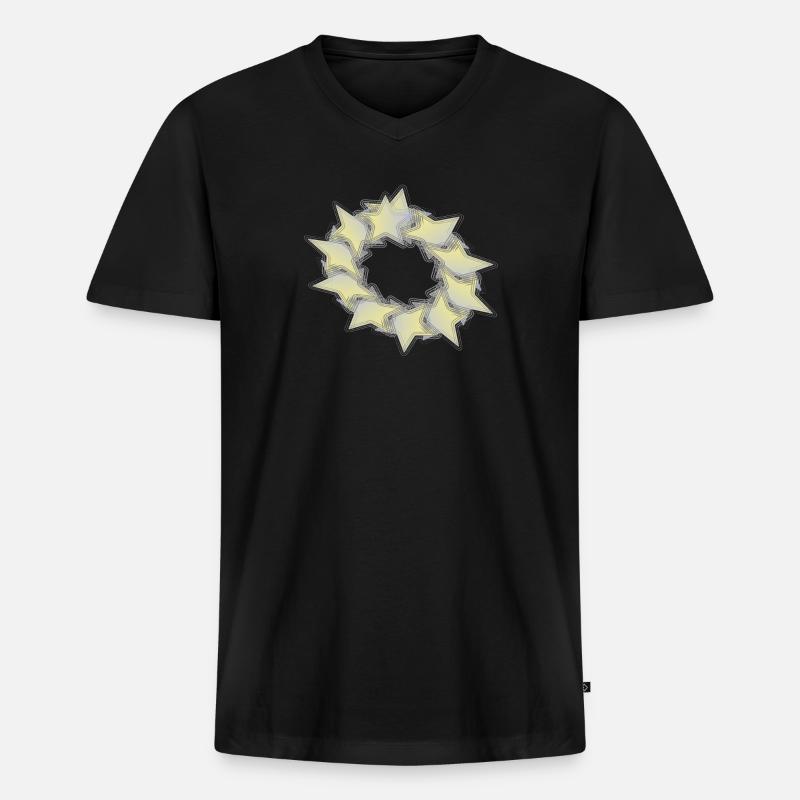 Muster Sternenkreis effect - Männer Premium Bio T-Shirt mit V-Ausschnitt - Schwarz