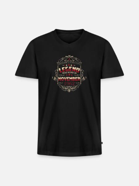 Verjaardagsuitspraken november 1962 60 Years Man - Mannen Premium Bio T-shirt met V-hals - zwart