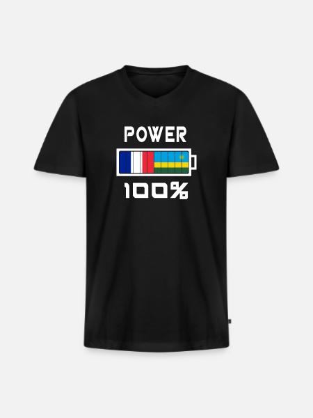 Rwanda et France Power 100 - T-shirt encolure en V Premium bio Homme - noir