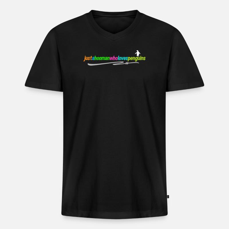 Antarktis Pinguin Statement Vogel Tier Seevogel - Männer Premium Bio T-Shirt mit V-Ausschnitt - Schwarz