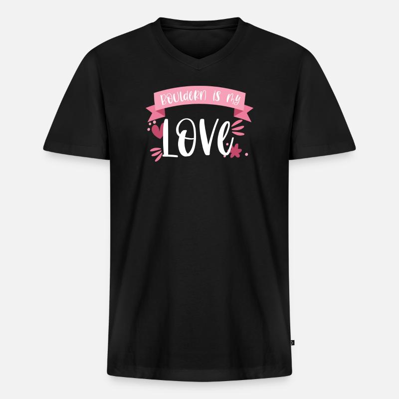 Bouldern Berge Klettern Boulderin Geschenk - Männer Premium Bio T-Shirt mit V-Ausschnitt - Schwarz