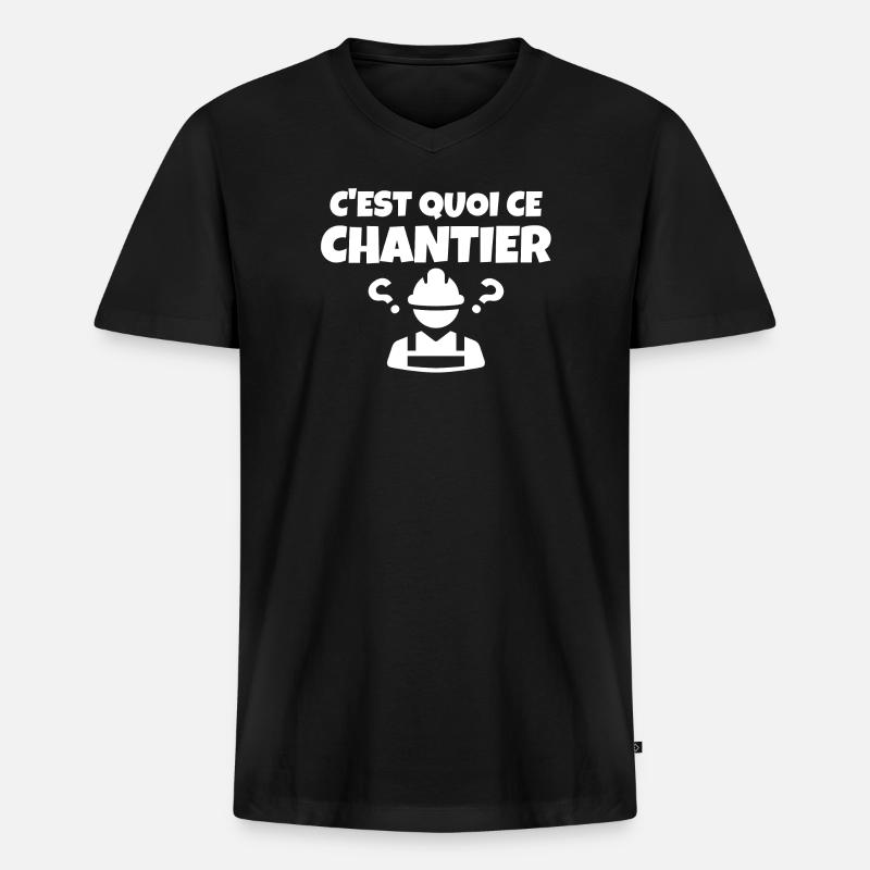 construction site, site manager, construction - Men's Premium Organic T-shirt with V-neck - black