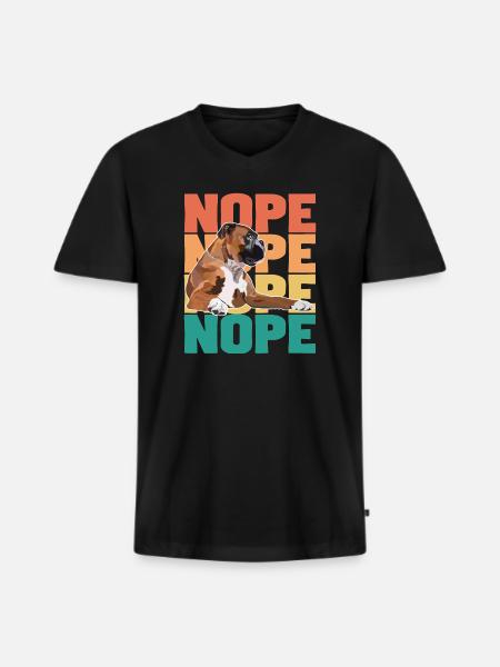 Boxer Dog Nope - Men's Premium Organic T-shirt with V-neck - black