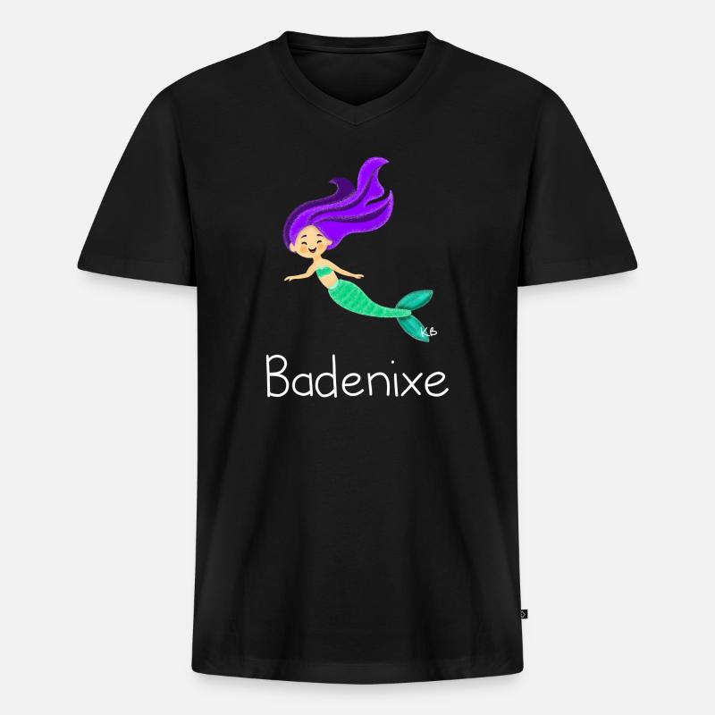 Badenixe - Männer Premium Bio T-Shirt mit V-Ausschnitt - Schwarz