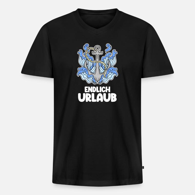 Urlaub - Männer Premium Bio T-Shirt mit V-Ausschnitt - Schwarz