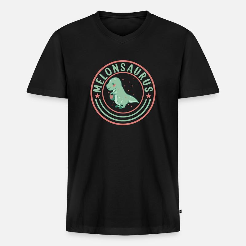 Watermelonsaurus Vegetarischer T Rex - Männer Premium Bio T-Shirt mit V-Ausschnitt - Schwarz