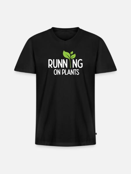 Running On Plants - Men's Premium Organic T-shirt with V-neck - black