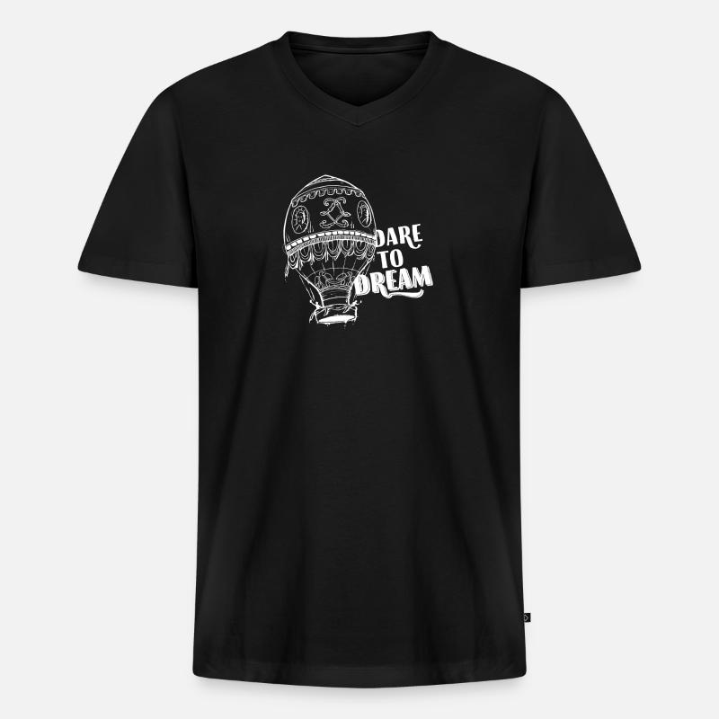 Dare To Dream - Männer Premium Bio T-Shirt mit V-Ausschnitt - Schwarz