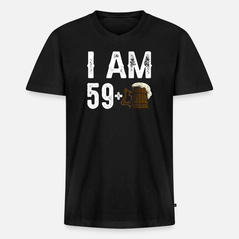Ich bin 59+ Bier Feier - Männer Premium Bio T-Shirt mit V-Ausschnitt - Schwarz
