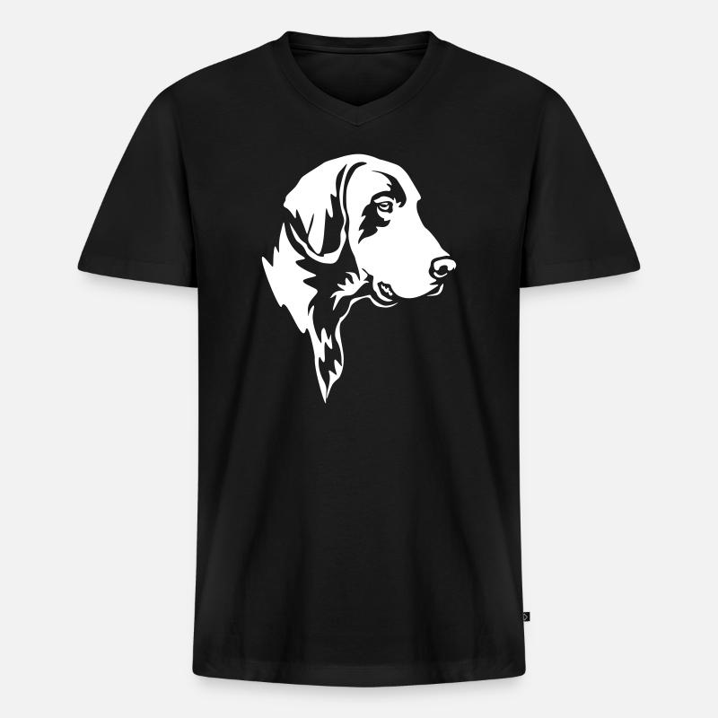 Deutsch Kurzhaar Kopf "Black Edition" - Männer Premium Bio T-Shirt mit V-Ausschnitt - Schwarz