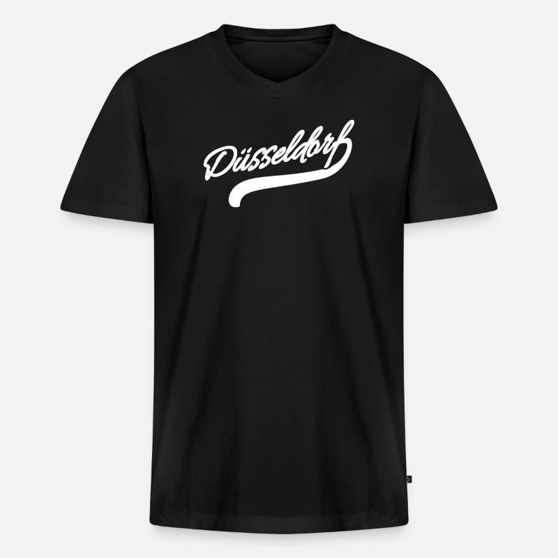Düsseldorf Retro - Männer Premium Bio T-Shirt mit V-Ausschnitt - Schwarz