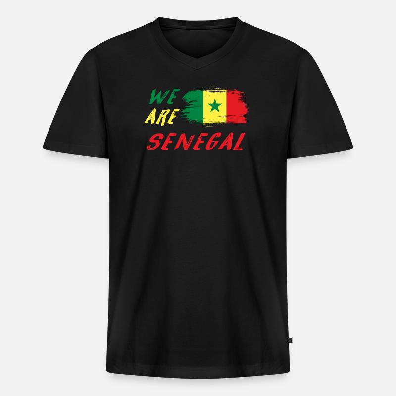 Wir sind Senegal - Männer Premium Bio T-Shirt mit V-Ausschnitt - Schwarz