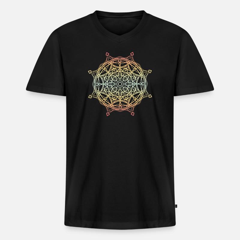Mandala - Männer Premium Bio T-Shirt mit V-Ausschnitt - Schwarz