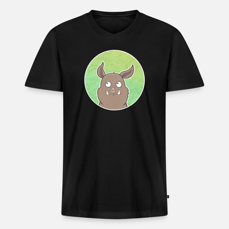 Wildschwein - Männer Premium Bio T-Shirt mit V-Ausschnitt - Schwarz