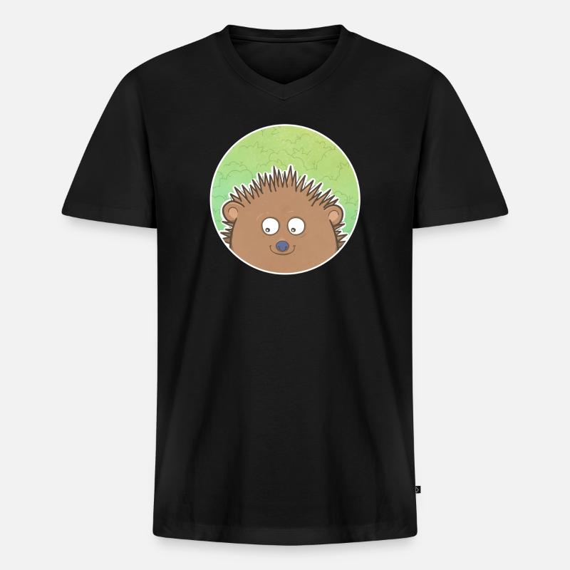 Igel - Männer Premium Bio T-Shirt mit V-Ausschnitt - Schwarz