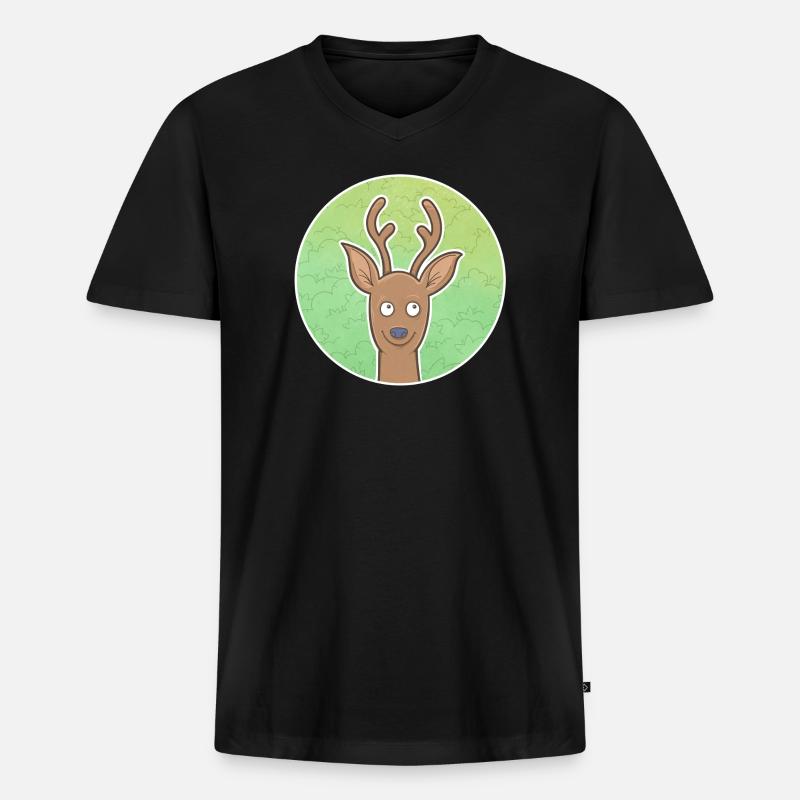 Rehbock - Männer Premium Bio T-Shirt mit V-Ausschnitt - Schwarz