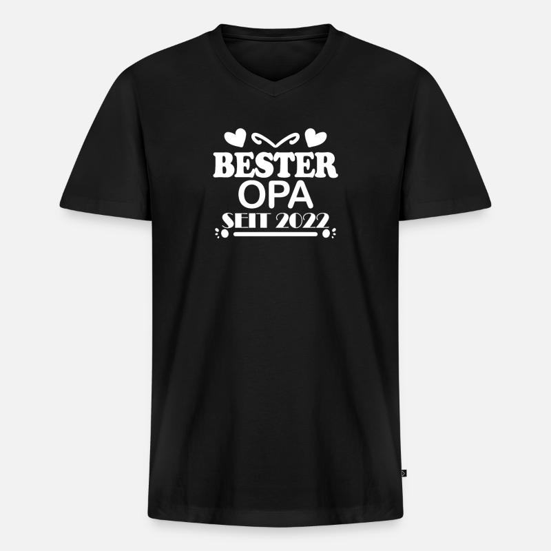 Bester Opa seit 2022 - Männer Premium Bio T-Shirt mit V-Ausschnitt - Schwarz