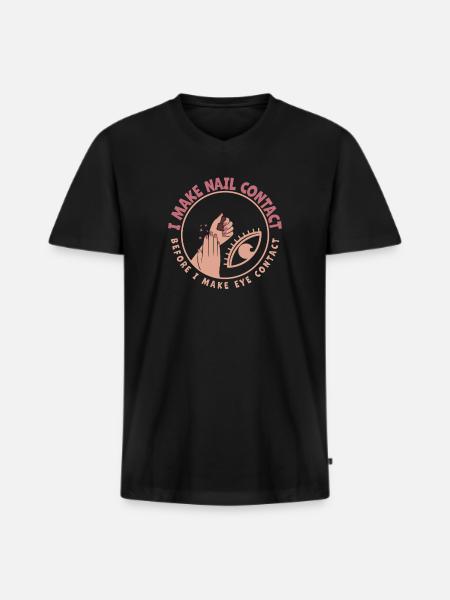 I Make Nail Contact Nail Tech - Men's Premium Organic T-shirt with V-neck - black