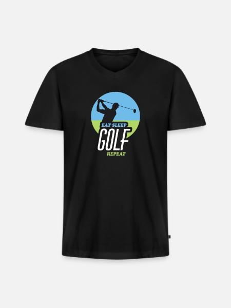 Eating, Sleeping, Golfing, Repeating - Men's Premium Organic T-shirt with V-neck - black