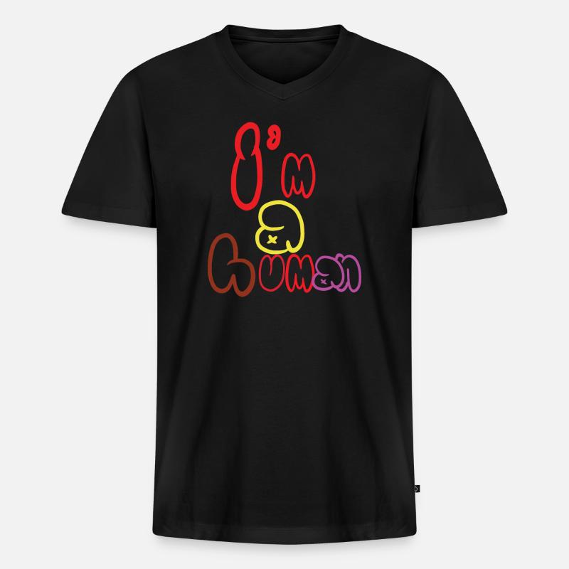 Ich bin ein Mensch - Männer Premium Bio T-Shirt mit V-Ausschnitt - Schwarz