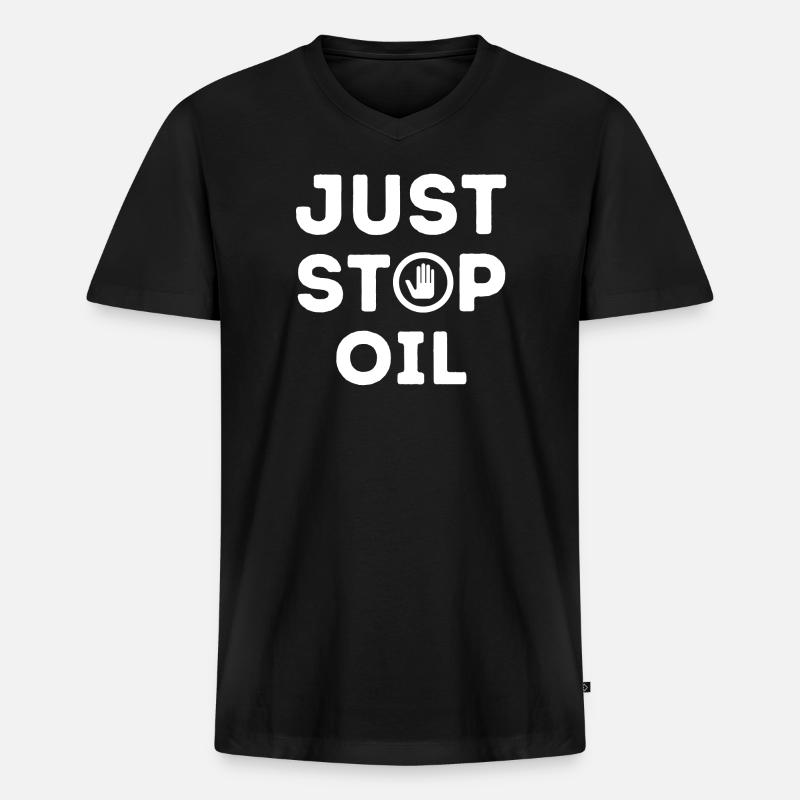 Öl einfach stoppen - Männer Premium Bio T-Shirt mit V-Ausschnitt - Schwarz