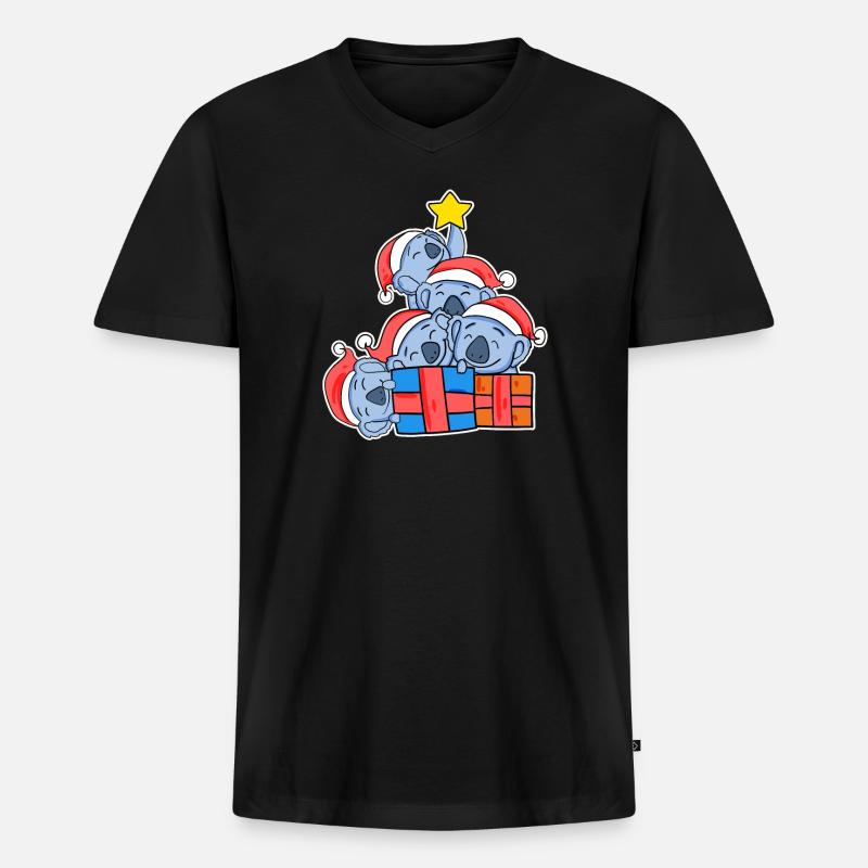 Weihnachten Weihnachtsbaum Koala - Koalas - Männer Premium Bio T-Shirt mit V-Ausschnitt - Schwarz