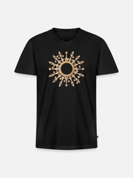 radiant golden star as frame - Men's Premium Organic T-shirt with V-neck - black