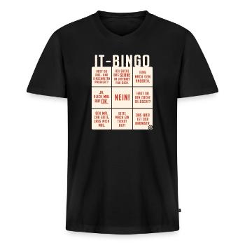 IT Support Bingo Service Desk IT Helpdesk Sysadmin - Männer Premium Bio T-Shirt mit V-Ausschnitt - Schwarz - Vorne - Nico (187cm)