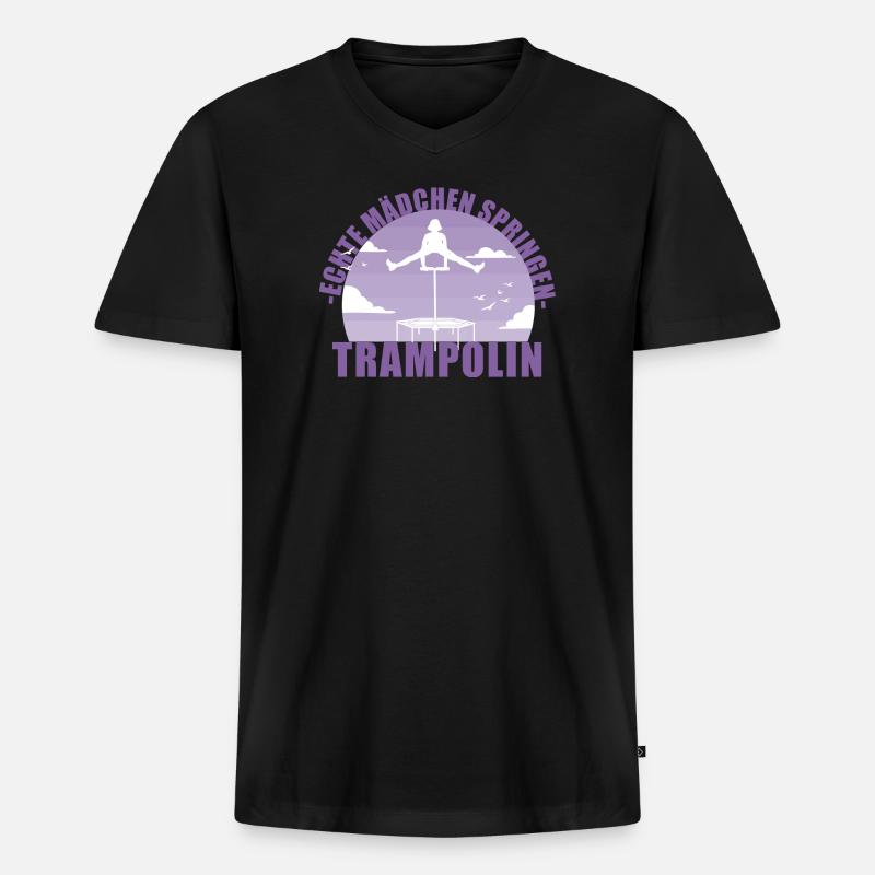 Echte Mädchen springen Trampolin Geschenk - Männer Premium Bio T-Shirt mit V-Ausschnitt - Schwarz