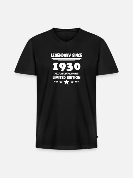 1930 - Born 1930 - Men's Premium Organic T-shirt with V-neck - black