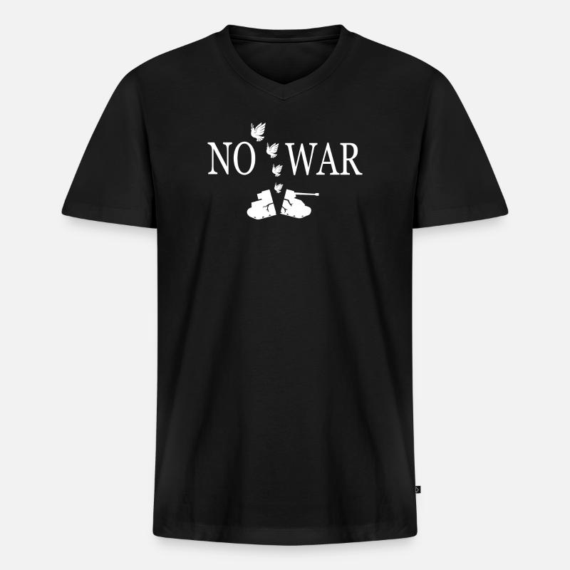 Kein Krieg - Männer Premium Bio T-Shirt mit V-Ausschnitt - Schwarz
