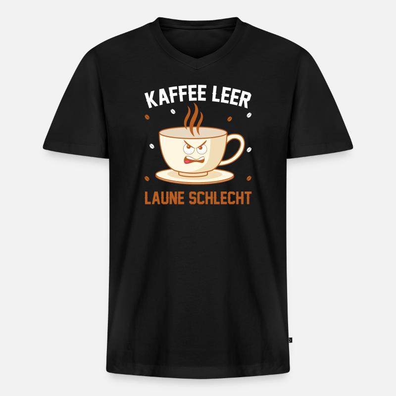 Kaffee leer Laune Schlecht - Männer Premium Bio T-Shirt mit V-Ausschnitt - Schwarz