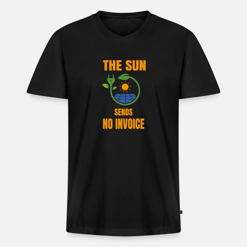 Sonne Keine Rechnung Solaranlage Solarstrom - Männer Premium Bio T-Shirt mit V-Ausschnitt - Schwarz