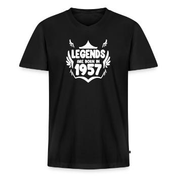 1957 - Jahrgang 1957 - Baujahr 1957 - Männer Premium Bio T-Shirt mit V-Ausschnitt - Schwarz - Vorne - Nico (187cm)
