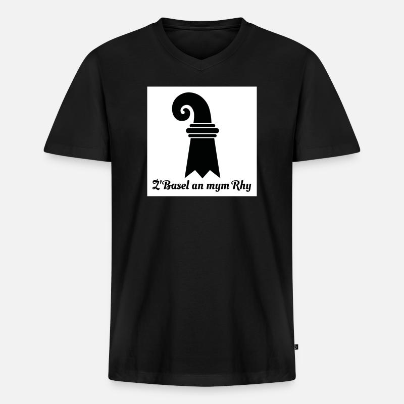 Basel am Rhein - Männer Premium Bio T-Shirt mit V-Ausschnitt - Schwarz