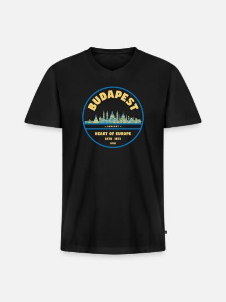Budapest Skyline Emblem Heart of Europe - Men's Premium Organic T-shirt with V-neck - black